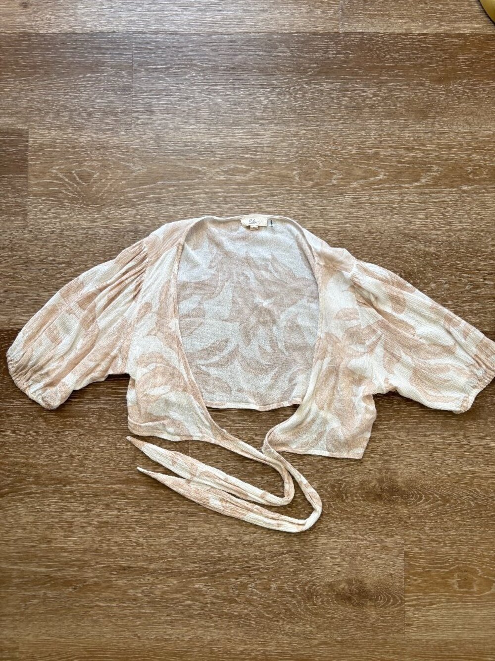 Boho Shrug Tie Front Blouse - Picture 1 of 5